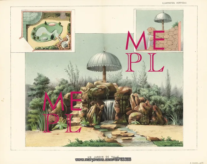 : Views and plan of a town garden : Views and plan of a town garden