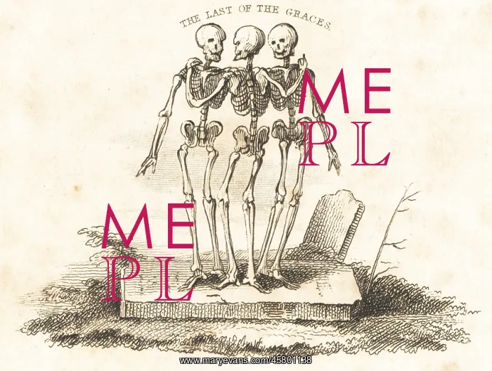  : Vignette of three skeletons on a gravestone