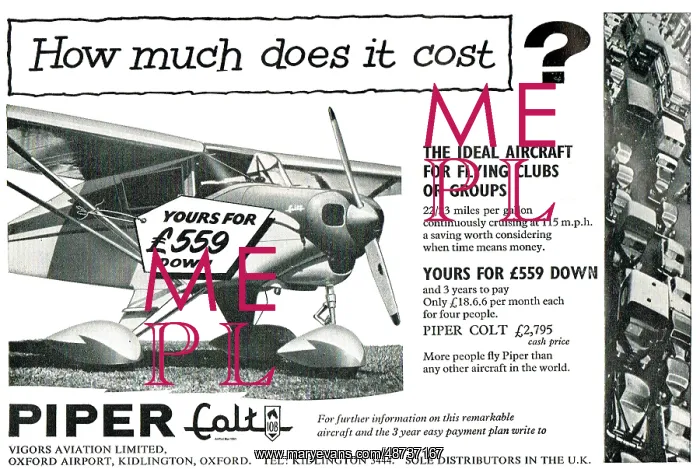 : Vigors Aviation Ltd For Piper Colt: Yours For 559 Down : Vigors Aviation Ltd For Piper Colt: Yours For 559 Down