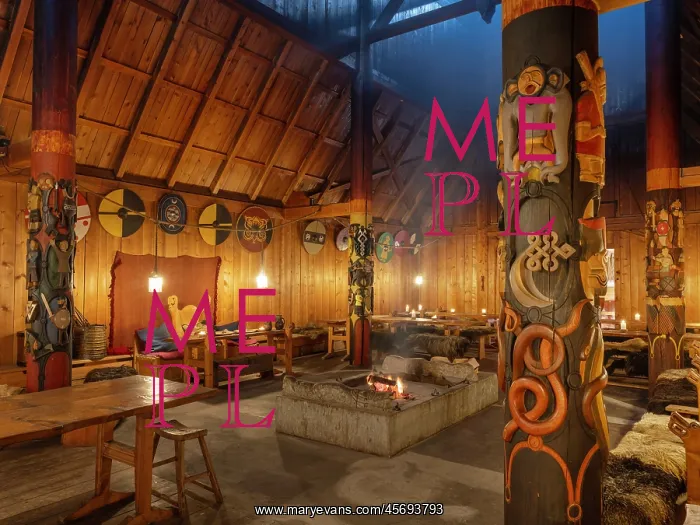 : Viking hall reconstruction, Midgard Viking Centre, Borre : Viking hall reconstruction, Midgard Viking Centre, Borre
