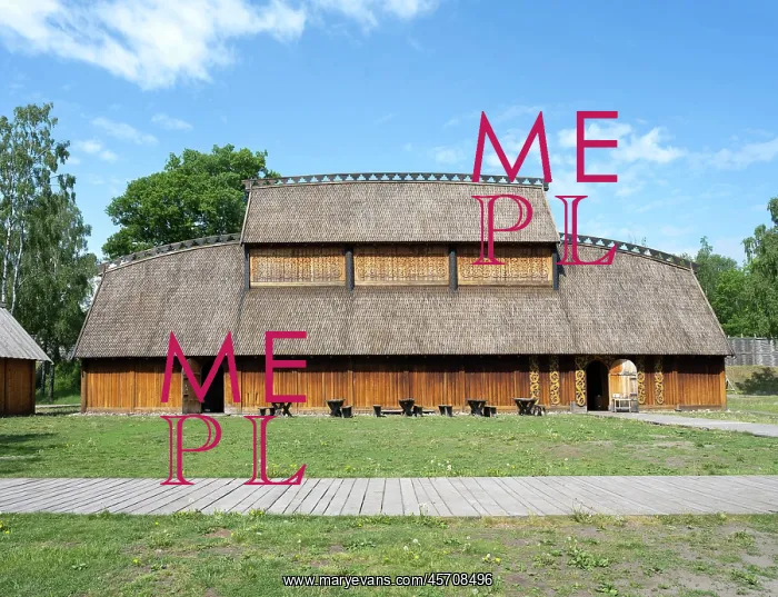 : Viking hall reconstruction, Midgard Viking Centre, Borre : Viking hall reconstruction, Midgard Viking Centre, Borre
