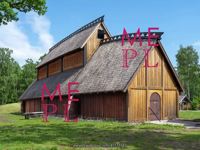 : Viking hall reconstruction, Midgard Viking Centre, Borre : Viking hall reconstruction, Midgard Viking Centre, Borre