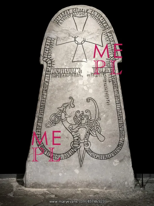 : Viking runestone, Gotland Museum, Visby, Gotland, Sweden : Viking runestone, Gotland Museum, Visby, Gotland, Sweden