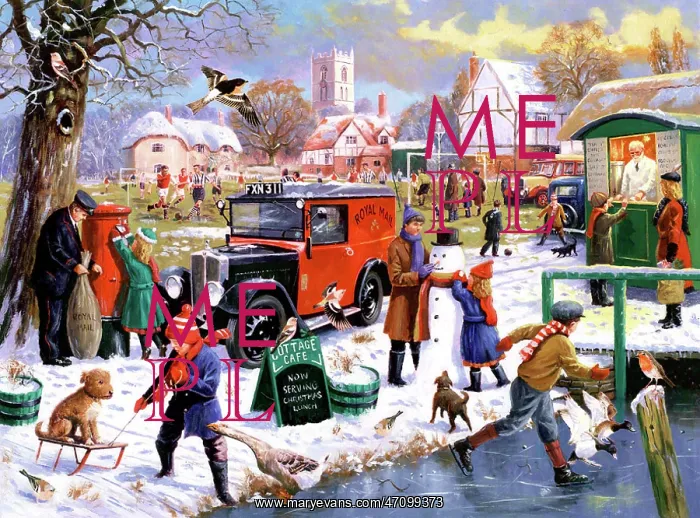 : The Village Green in Winter : The Village Green in Winter