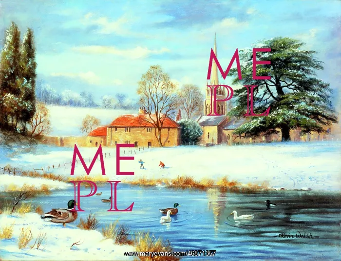 : Village pond in winter : Village pond in winter