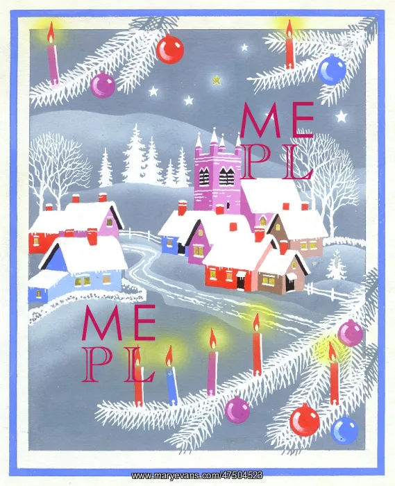: Village in snow with Chrismas tree : Village in snow with Chrismas tree