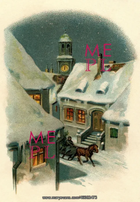 : Village in the snow at Christmas : Village in the snow at Christmas