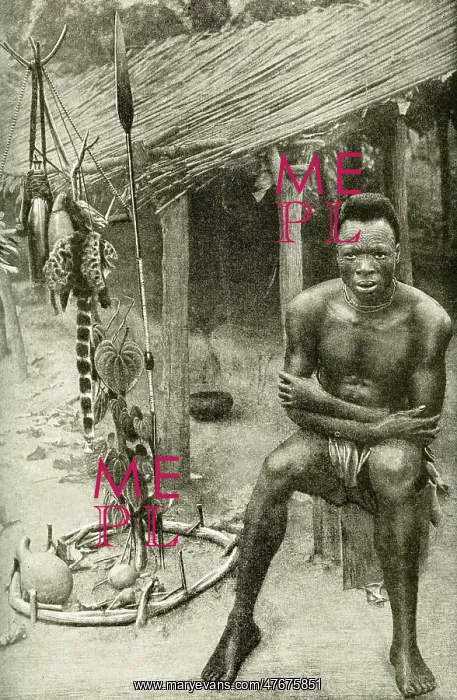 : Village witch doctor, Belgian Congo, Central Africa : Village witch doctor, Belgian Congo, Central Africa