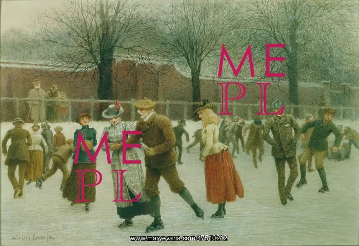 : Villagers Skating on a Pond : Villagers Skating on a Pond