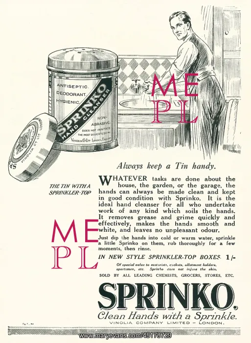 : Vinolia Company Sprinko Advertisement : Vinolia Company Sprinko Advertisement