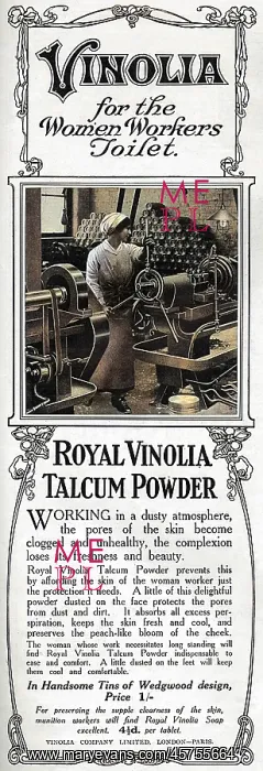 : Vinolia for war workers advertisement, WW1 : Vinolia for war workers advertisement, WW1