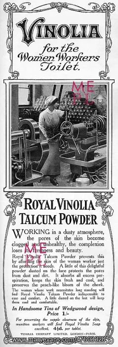 : Vinolia for war workers advertisement, WW1 : Vinolia for war workers advertisement, WW1