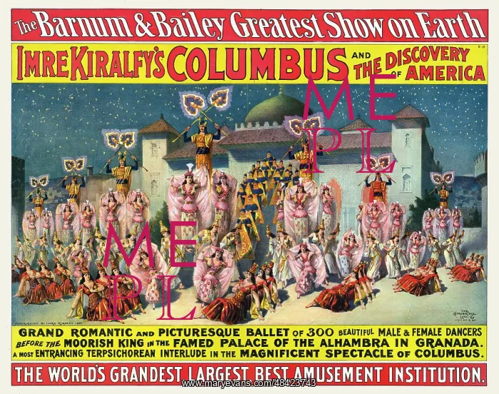 : Vintage Barnum and Bailey circus poster - dancers : Vintage Barnum and Bailey circus poster - dancers