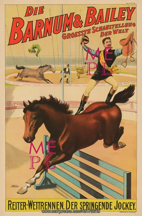 : Vintage Barnum & Bailey German circus poster - : Vintage Barnum & Bailey German circus poster -