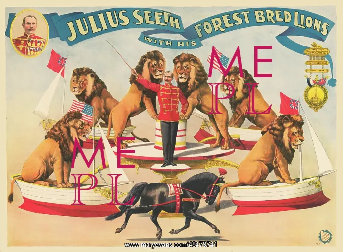 : Vintage circus poster - Julius Seeth with his : Vintage circus poster - Julius Seeth with his