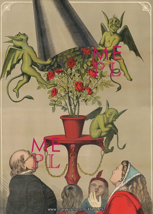 : Vintage circus poster of four people looking up : Vintage circus poster of four people looking up