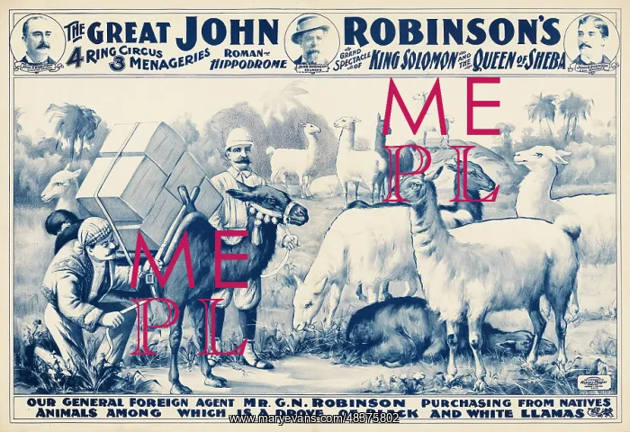 : Vintage John Robinson circus poster - a man purchasing : Vintage John Robinson circus poster - a man purchasing