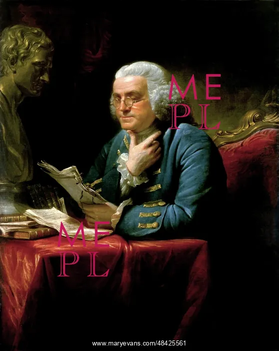 : Vintage painting of Benjamin Franklin, one of : Vintage painting of Benjamin Franklin, one of