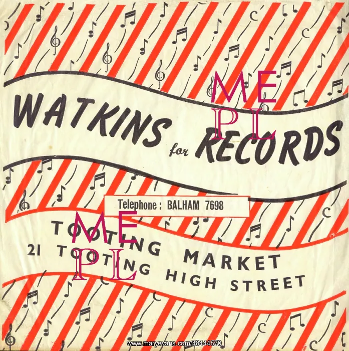 : Vintage paper bag, Watkins record stall, Tooting Market : Vintage paper bag, Watkins record stall, Tooting Market