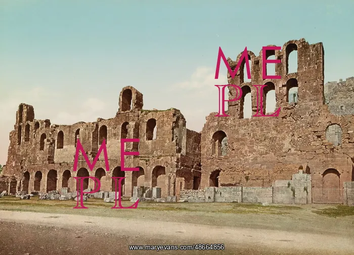 : Vintage photochrom print of the ancient Odeon : Vintage photochrom print of the ancient Odeon