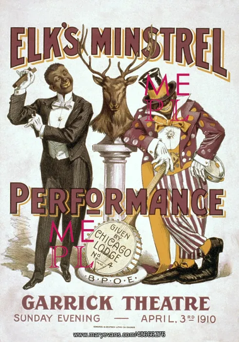 : Vintage poster of Elk's minstrel performance, circa 1910 : Vintage poster of Elk's minstrel performance, circa 1910