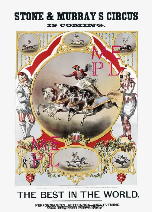 : Vintage poster for Stone and Murray's Circus, circa 1870 : Vintage poster for Stone and Murray's Circus, circa 1870