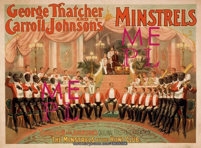 : Vintage poster of Thatcher and Johnson's Minstrels : Vintage poster of Thatcher and Johnson's Minstrels