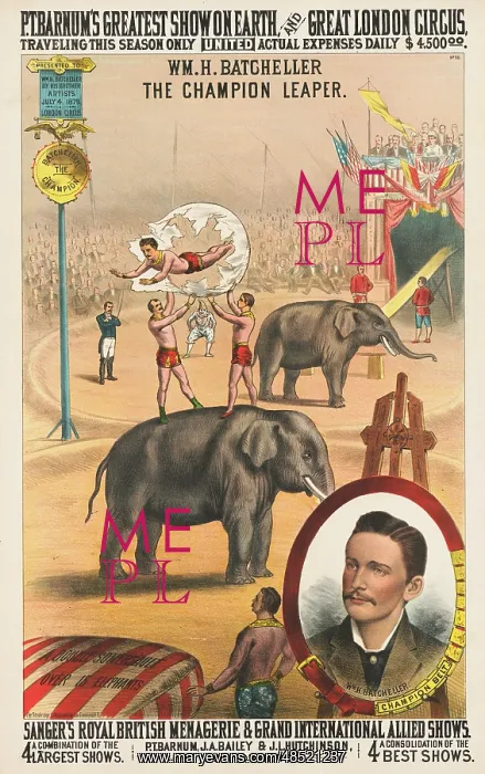 : Vintage P.T. Barnum's circus poster - William : Vintage P.T. Barnum's circus poster - William