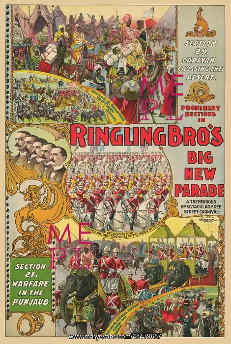 : Vintage Ringling Brothers circus poster - five : Vintage Ringling Brothers circus poster - five