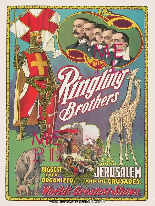 : Vintage Ringling Brothers circus poster, circa 1903 : Vintage Ringling Brothers circus poster, circa 1903