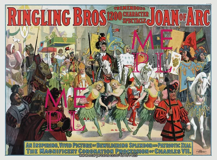 : Vintage Ringling Brothers circus poster of a medieval : Vintage Ringling Brothers circus poster of a medieval