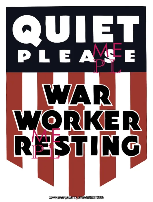 : Vintage World War II poster featuring a red : Vintage World War II poster featuring a red