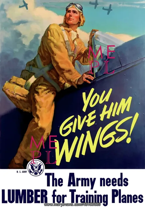 : Vintage World War II poster of a pilot getting : Vintage World War II poster of a pilot getting