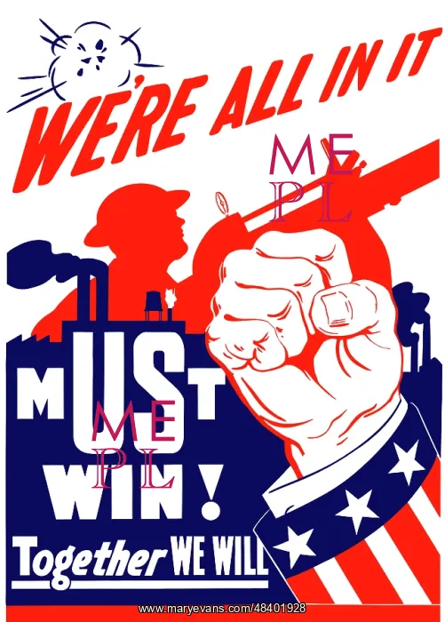 : Vintage World War II propaganda poster : Vintage World War II propaganda poster