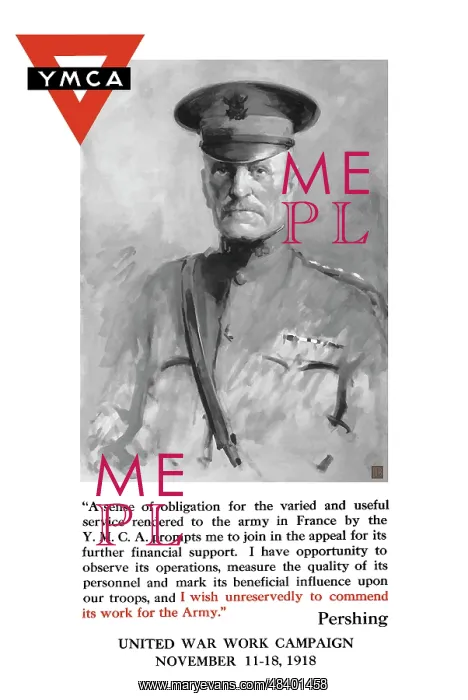 : Vintage World War One poster of General John : Vintage World War One poster of General John