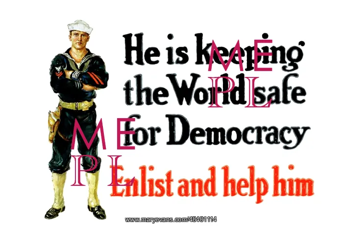 : Vintage World War One poster of a sailor standing : Vintage World War One poster of a sailor standing