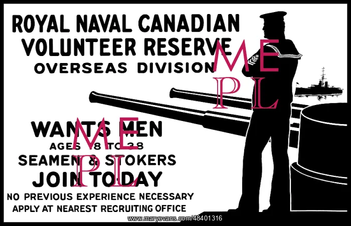 : Vintage World War One poster of a sailor standing : Vintage World War One poster of a sailor standing