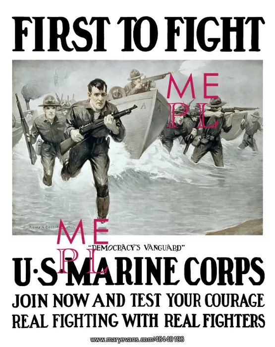 : Vintage World War One poster of U.S. Marines : Vintage World War One poster of U.S. Marines