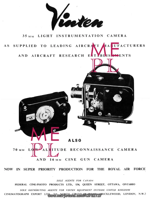 : Vinten 35mm Instrumentation Cameras : Vinten 35mm Instrumentation Cameras