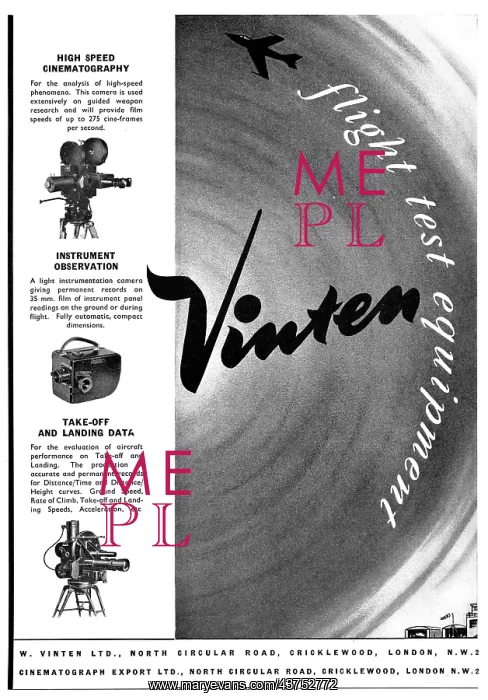 : Vinten Camera Equipment For Aircraft 1956 : Vinten Camera Equipment For Aircraft 1956