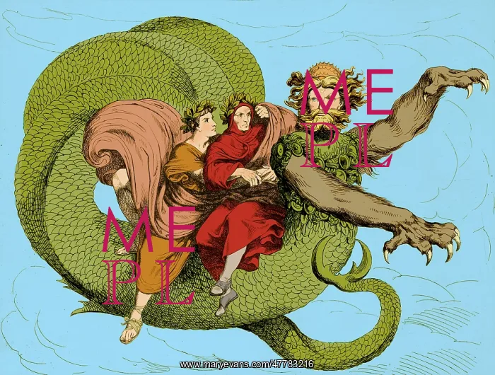 : Virgil and Dante Riding Geryon, Divine Comedy : Virgil and Dante Riding Geryon, Divine Comedy