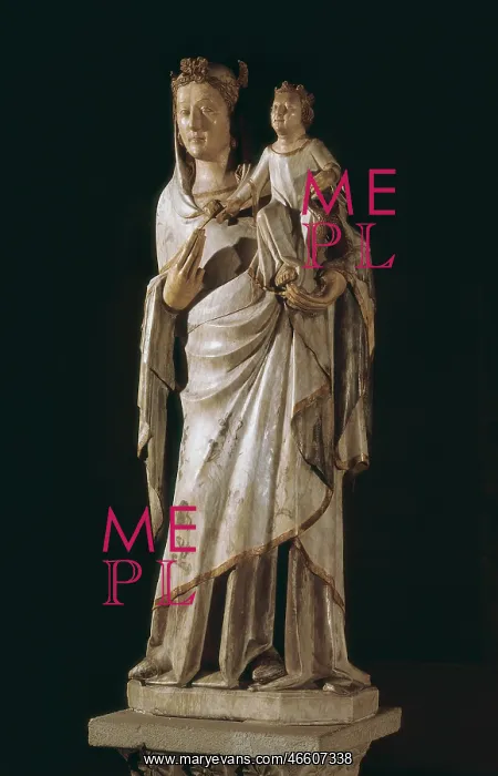 : Virgin. It has remains of polychromy. Attributed to the same artist as the Virgin : Virgin. It has remains of polychromy. Attributed to the same artist as the Virgin