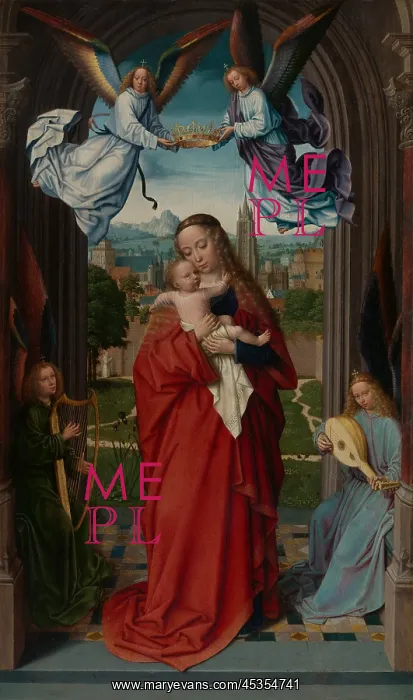 : VIRGIN AND CHILD WITH FOUR ANGELS, by Gerard David : VIRGIN AND CHILD WITH FOUR ANGELS, by Gerard David