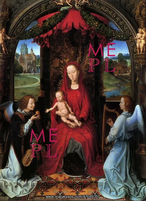 : Virgin and Child Enthroned with an Angel, by Memling : Virgin and Child Enthroned with an Angel, by Memling