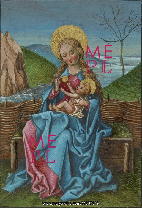 : The Virgin and Child on a grassy bench : The Virgin and Child on a grassy bench