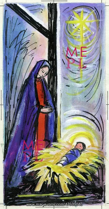  : Virgin beside Holy Baby in manger