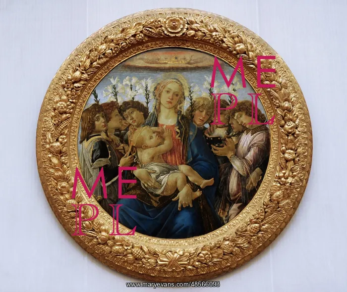 : Virgin Mary with Child and angels singing, by Botticelli : Virgin Mary with Child and angels singing, by Botticelli