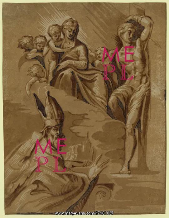 : The Virgin, St. Sebastian and a holy bishop : The Virgin, St. Sebastian and a holy bishop