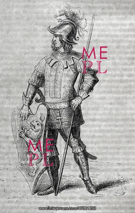 : Visigothic Hispania. Goth prince. Engraving, 19th century : Visigothic Hispania. Goth prince. Engraving, 19th century