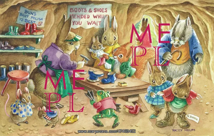 : A Visit to the Cobbler - rabbit shoe mender : A Visit to the Cobbler - rabbit shoe mender